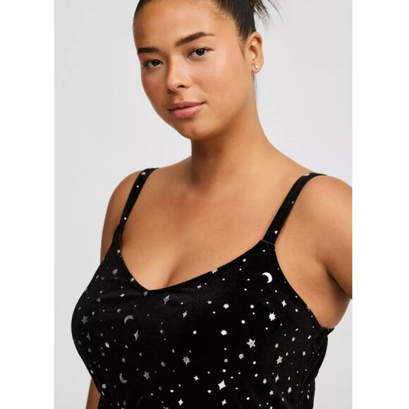 NWT Torrid 1 Black Stargazer Mini Velvet Foil Print Sleeveless Dress 1X 14 16 - Picture 5 of 13